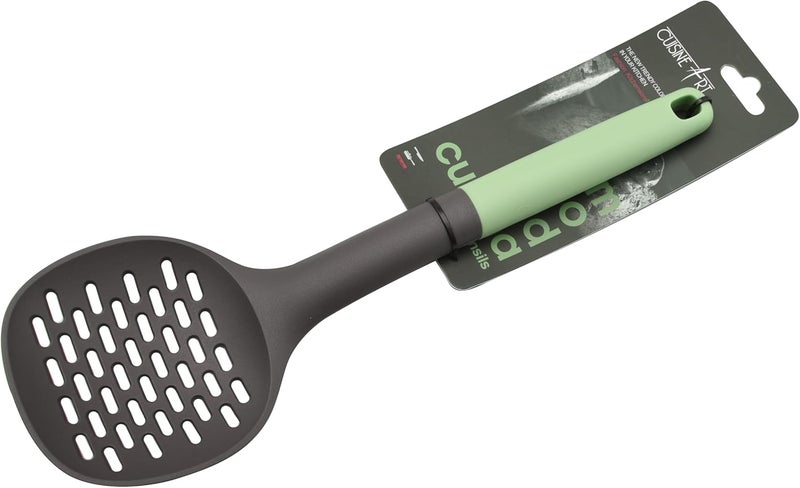 Cuisine Art PP Handle Nylon Skimmer with Hanging Hole, Pesto Green, 32.5cm - Image 2